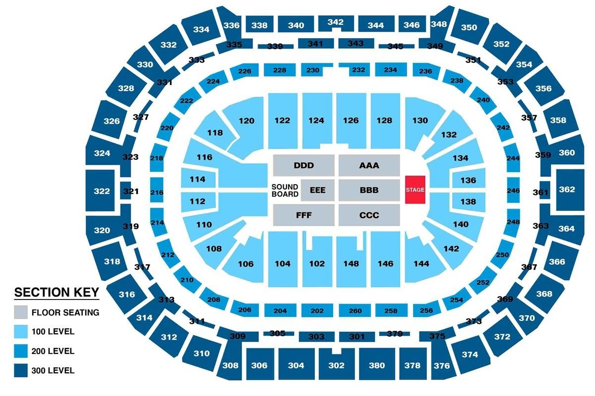 Ball Arena Seating Plan with Seat Number and Rows.