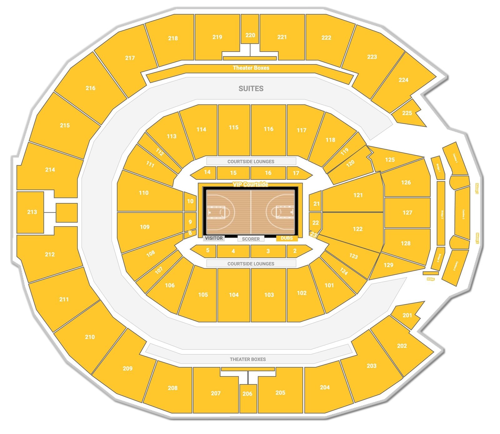 Chase Center Seating Map with Seat Numbers and Rows