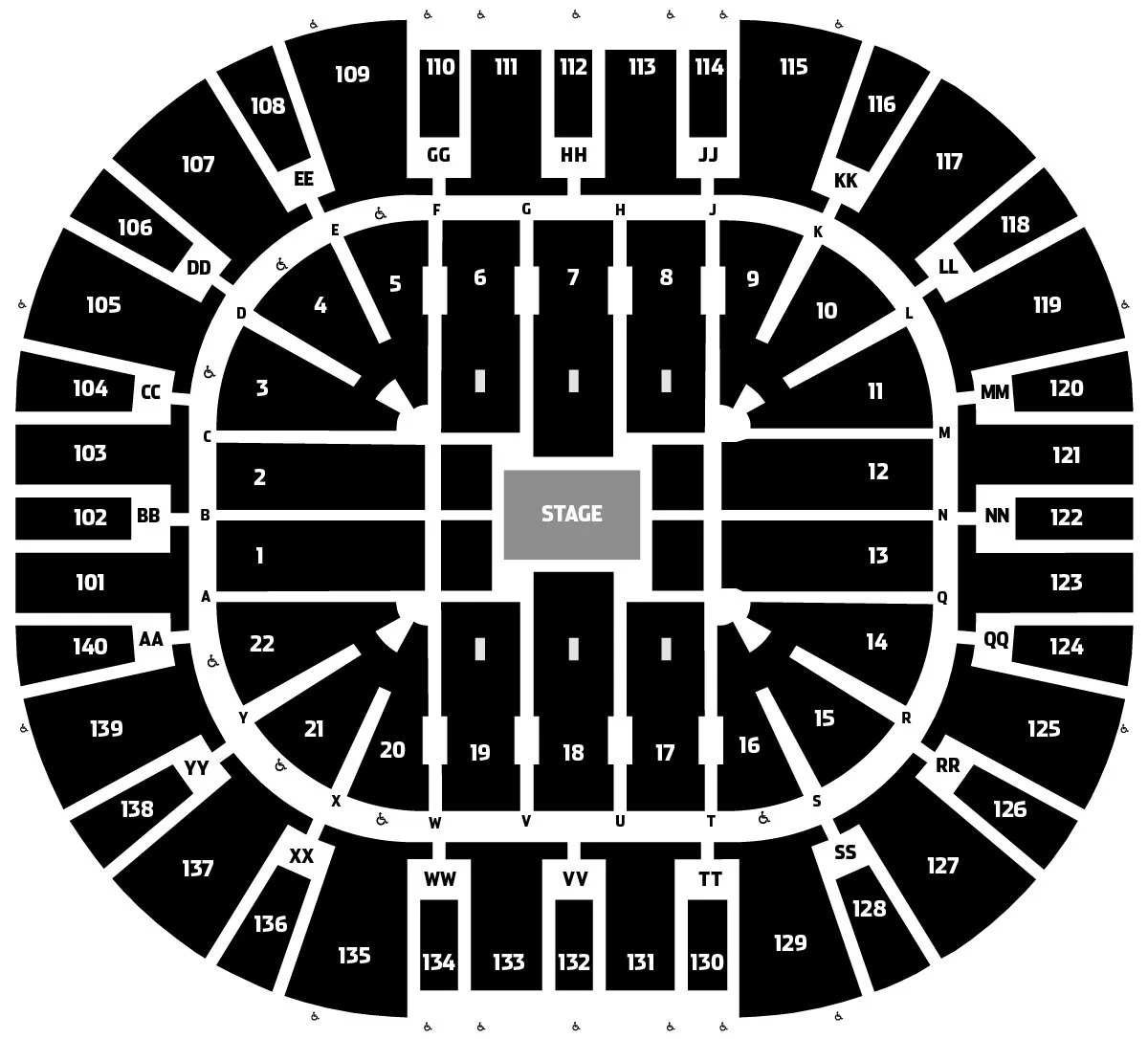 Delta Center Seating Plan for Concert with Seat Number and Rows
