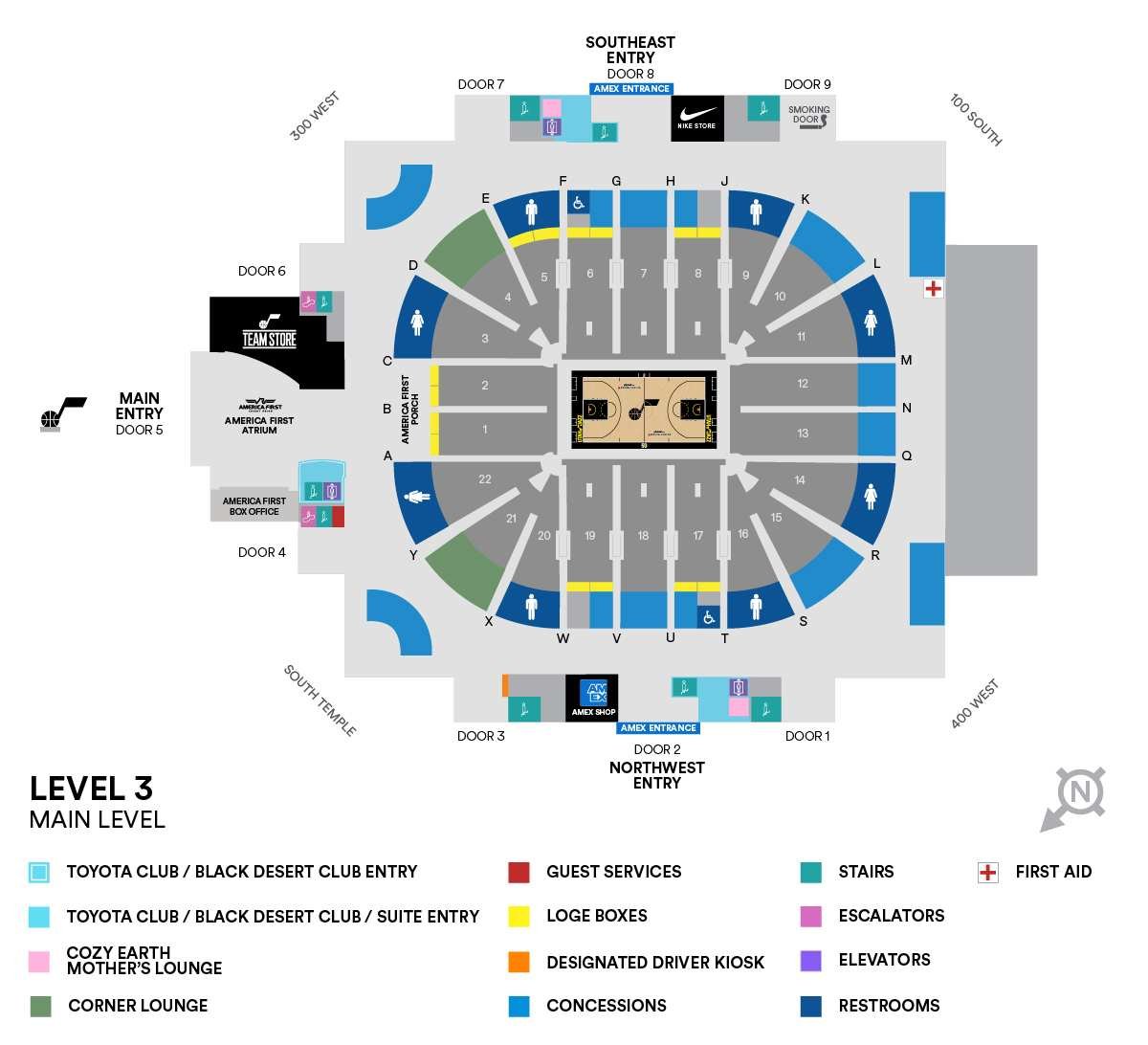 Delta Center Seating Layout of Level 3