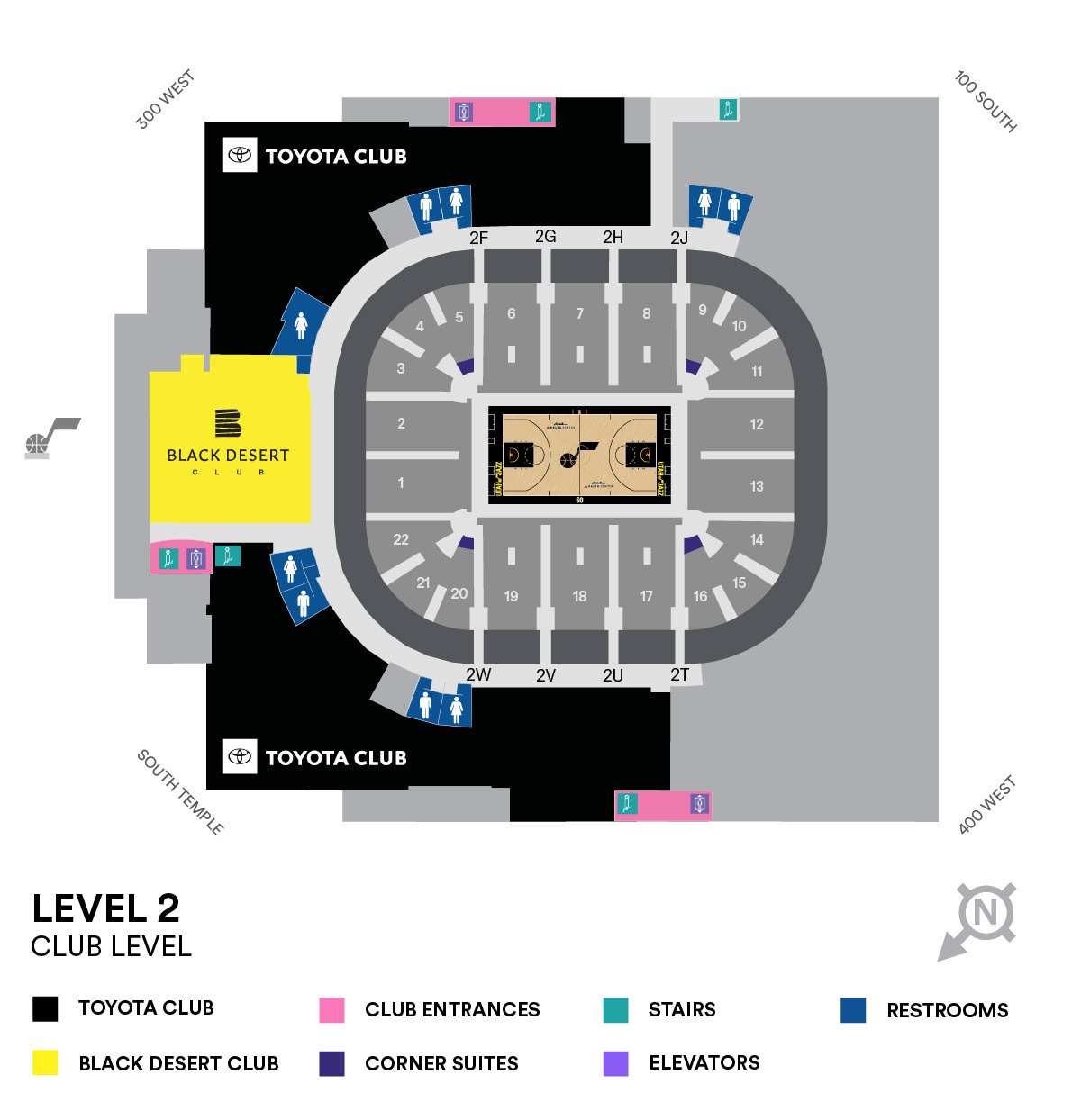 Seating Map of Delta Center for Level 2