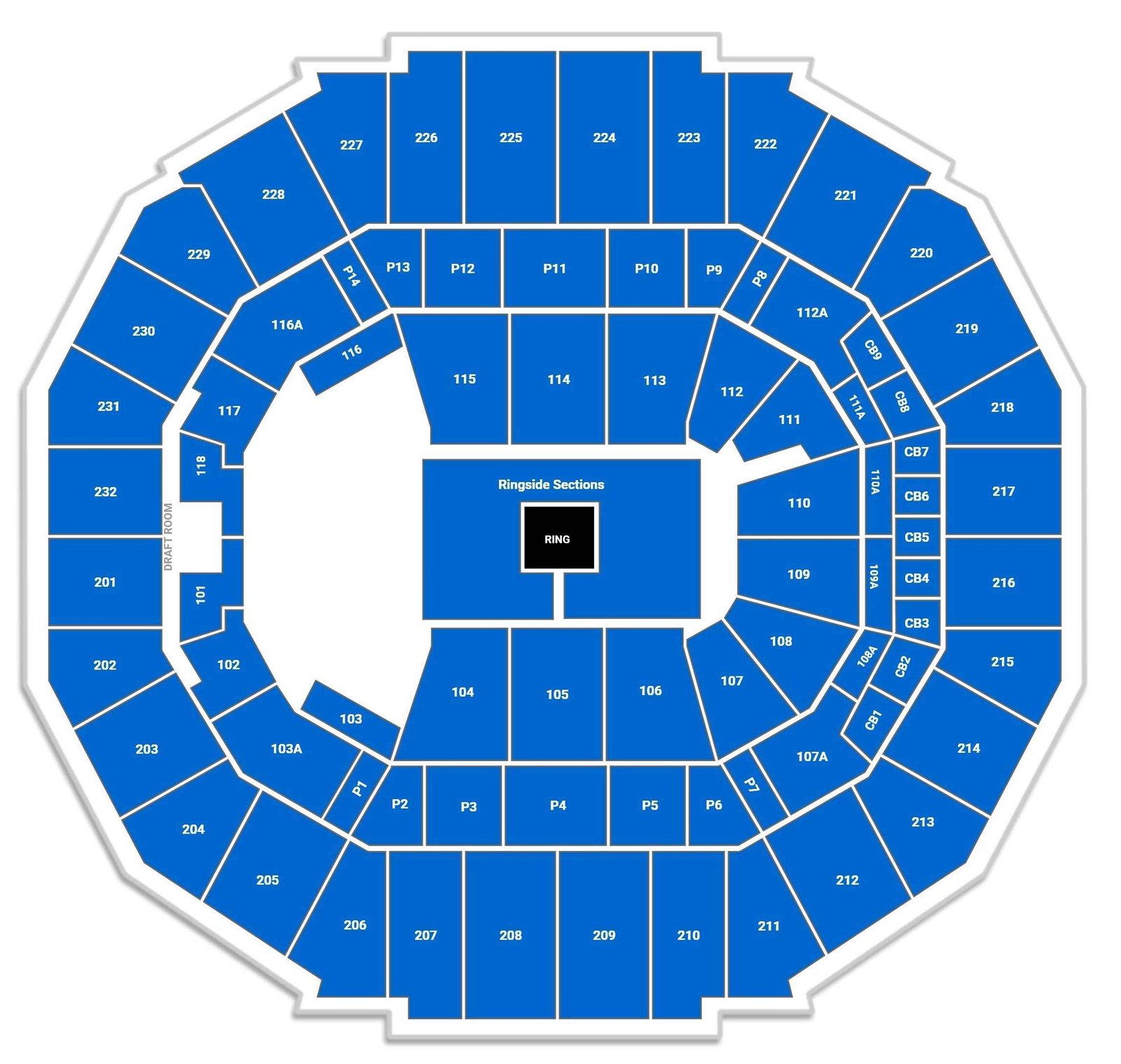 FedExForum Seating Map with Seat Numbers and Rows