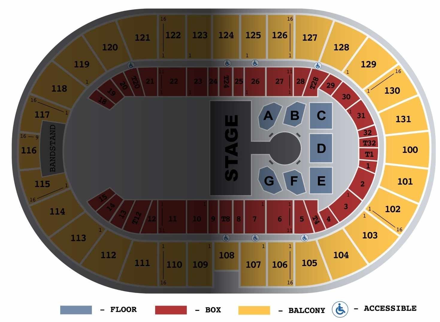 Frost Bank Center Seating Plan for Freeman Coliseum with Seat Numbers and Rows