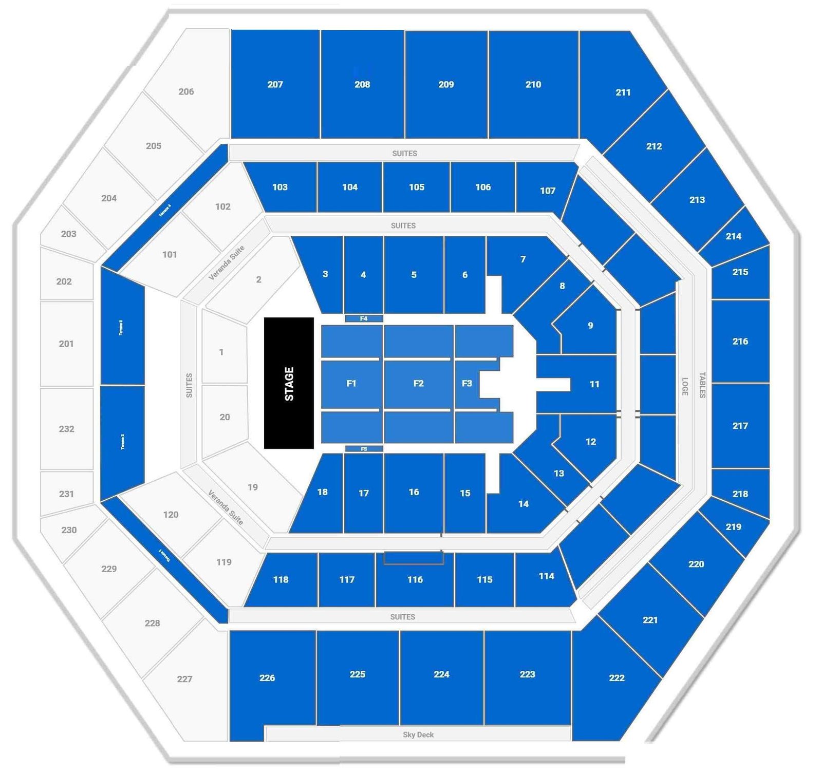 Gainbridge Fieldhouse Concert Seating Chart with Seat Numbers and Rows