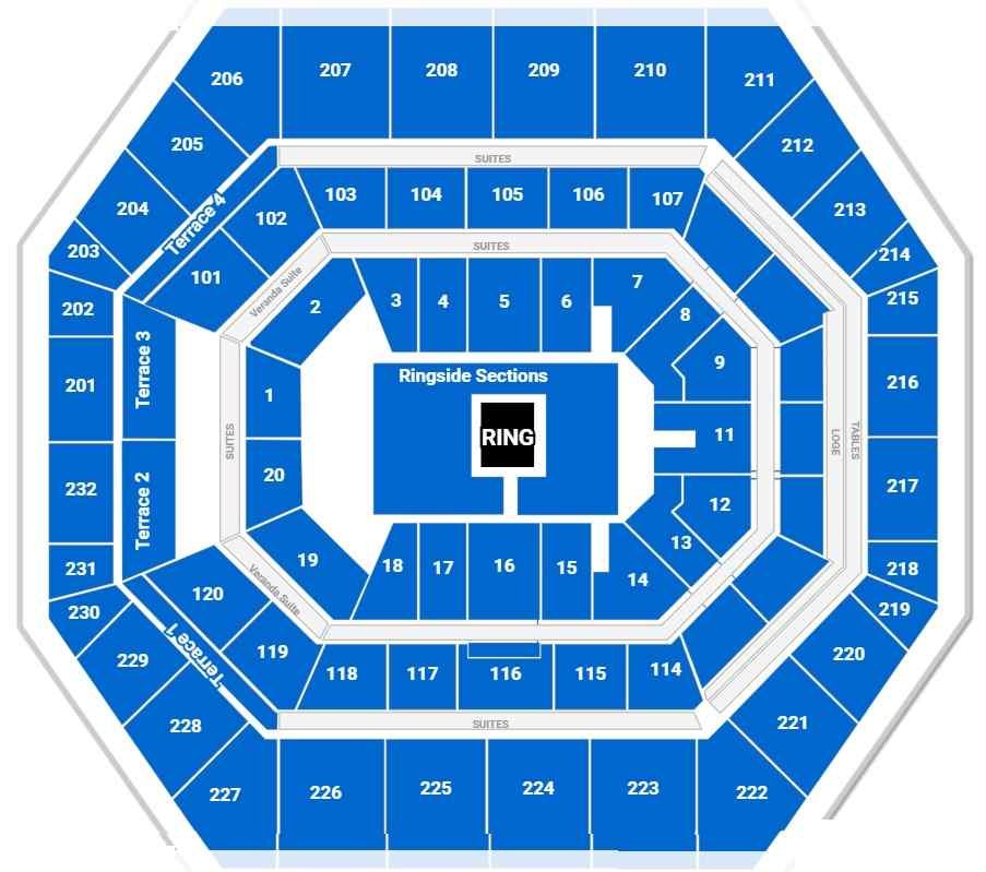 Gainbridge Fieldhouse Seating Plan with Seat Numbers and Rows for fighting
