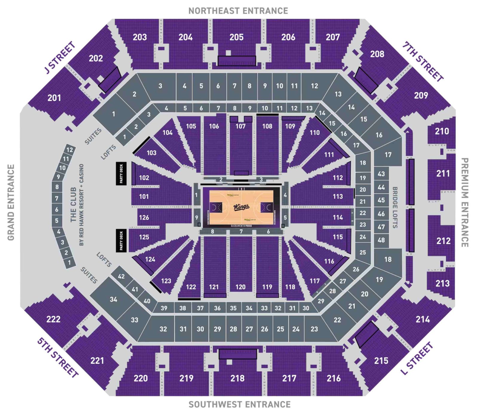 Golden 1 Center Seating Chart with Seat Numbers and Rows