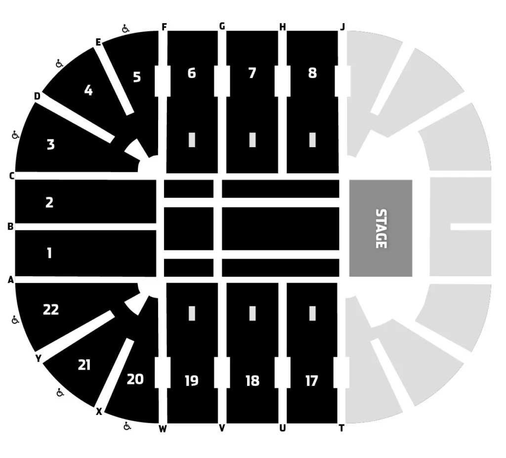 Delta Center Seating Layout for NuSkin Theatre with Seat Number and Rows