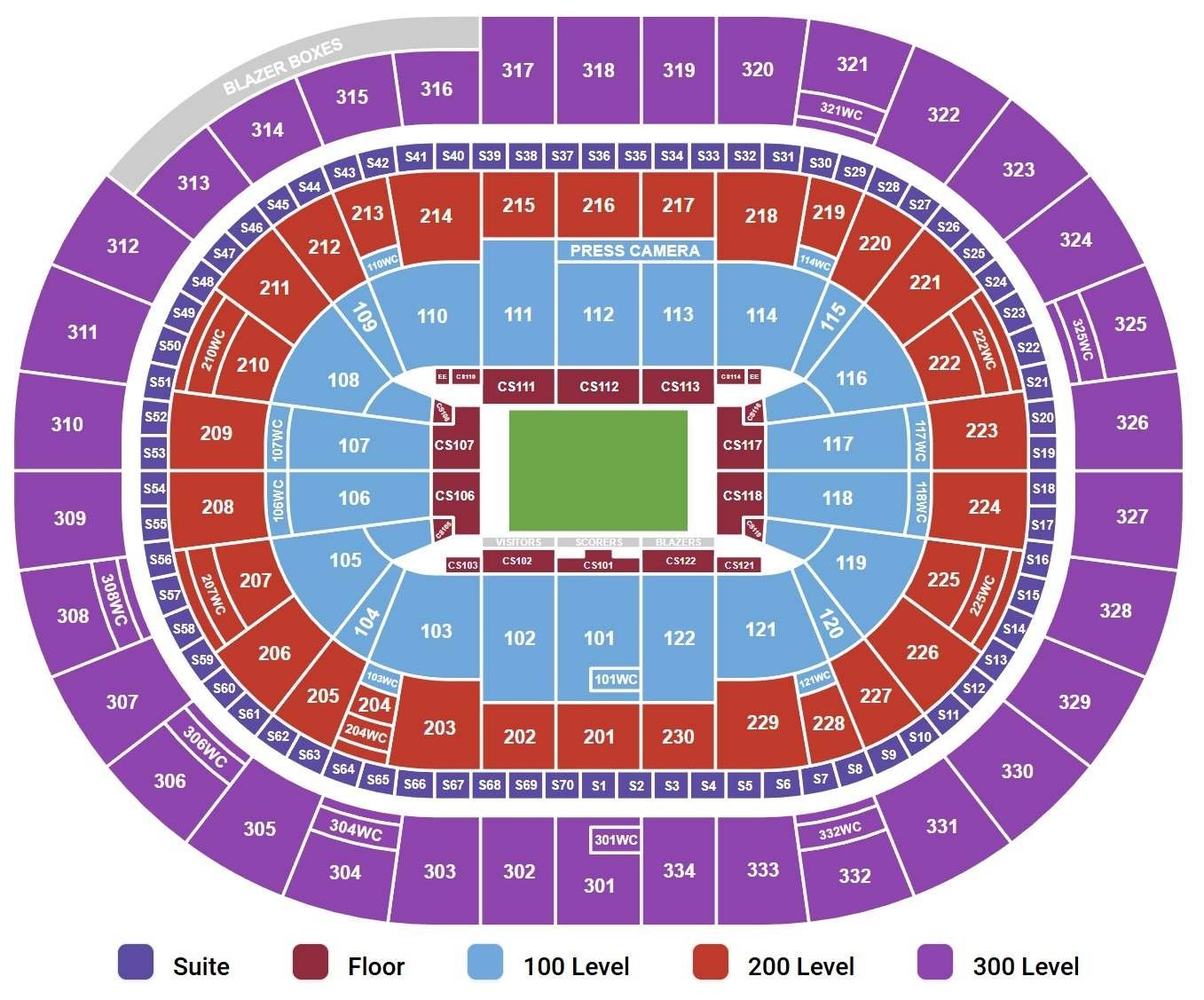 Seating Chart of Moda Center at the Rose Quarter