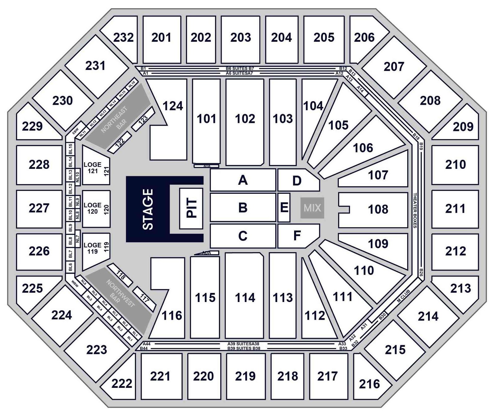 Mortgage Matchup Center Seating Plan for Theater with seat number and row