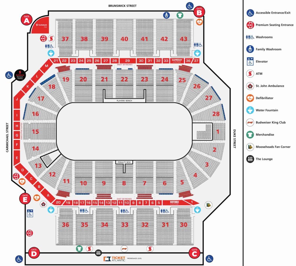 Scotiabank Arena Seating Plan with Row and Seat Numbers