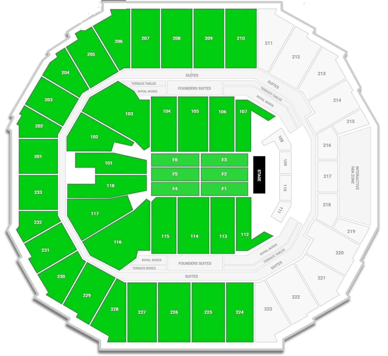 Spectrum Center Seating Chart-Map with Seat Numbers and Rows