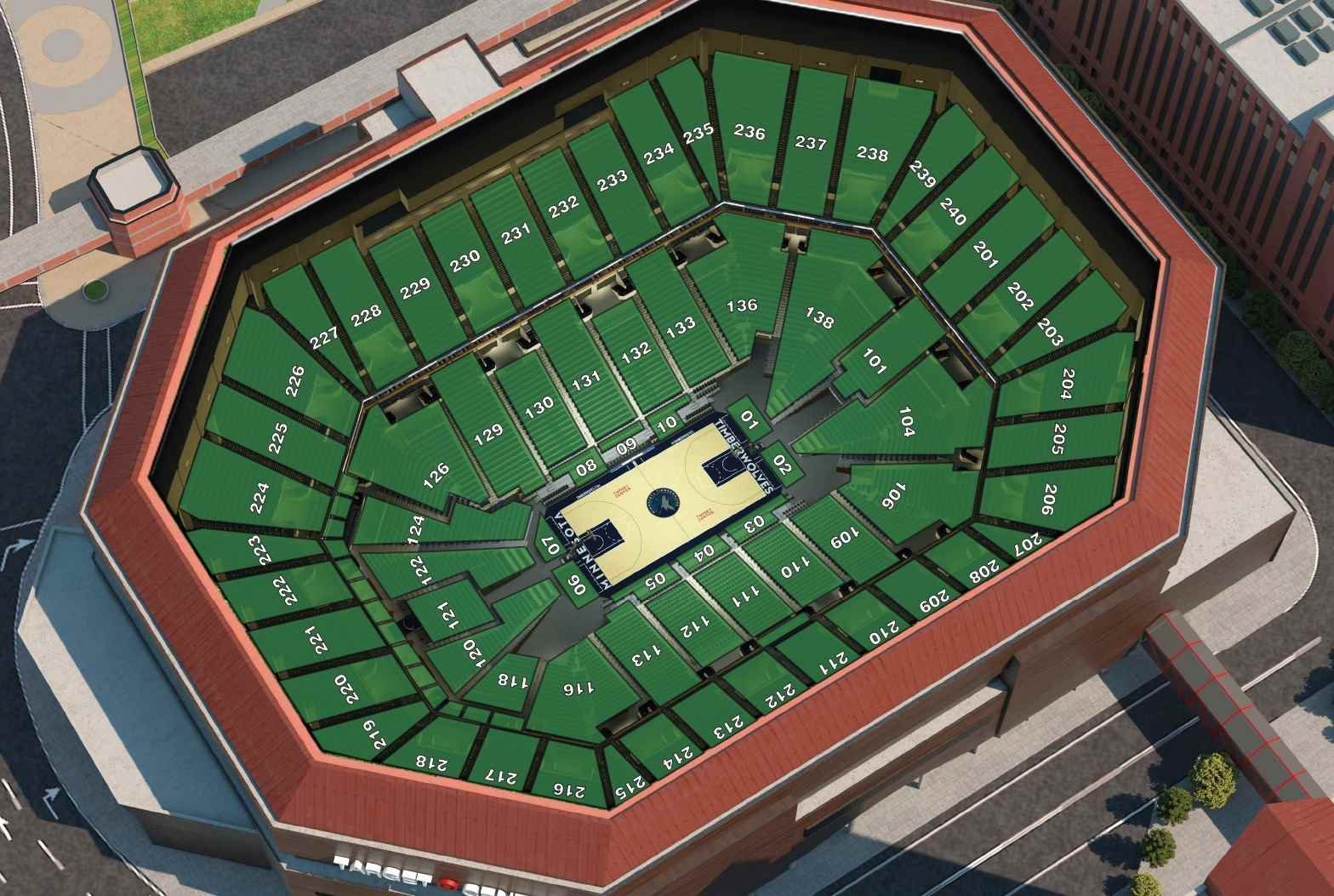 Target Center Seating Chart with Seat Number and Row