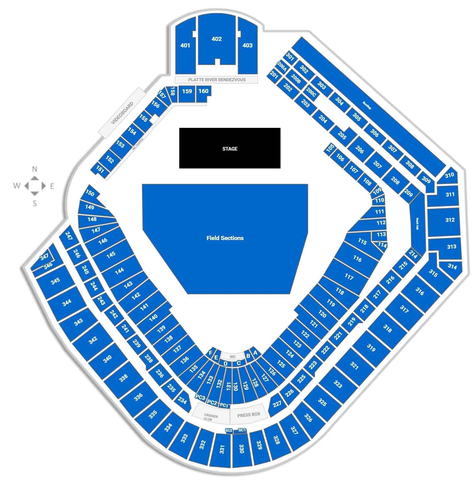 Coors Field Seating Chart for Concert with Seat Number and Rows