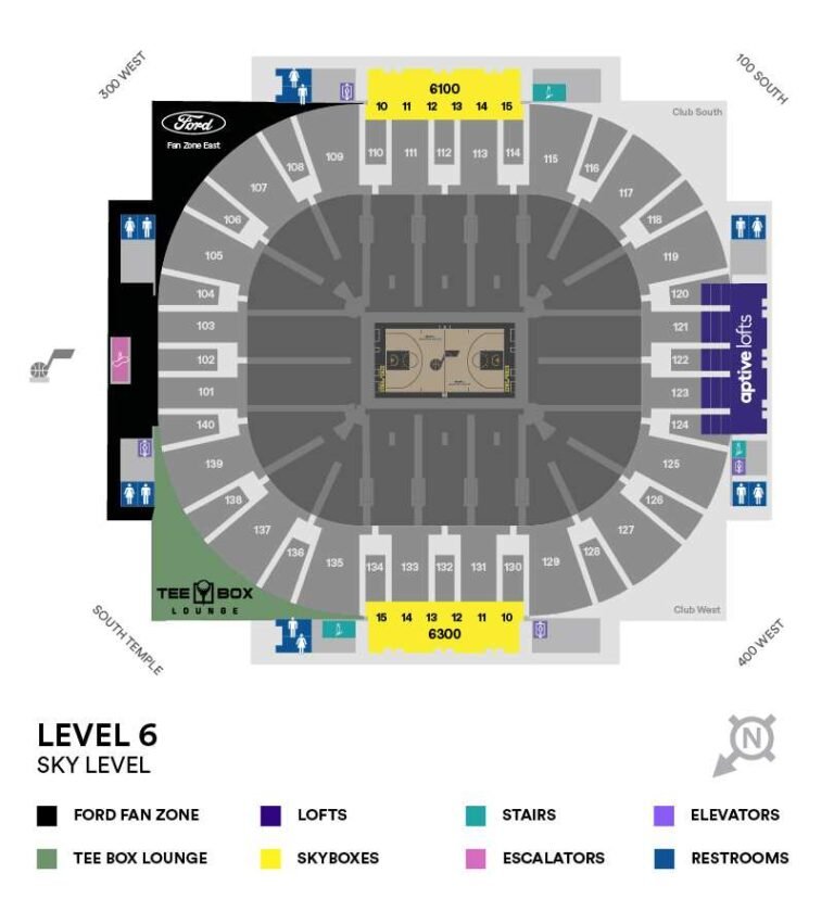 Delta Center Seating Chart with Seat Number and Rows